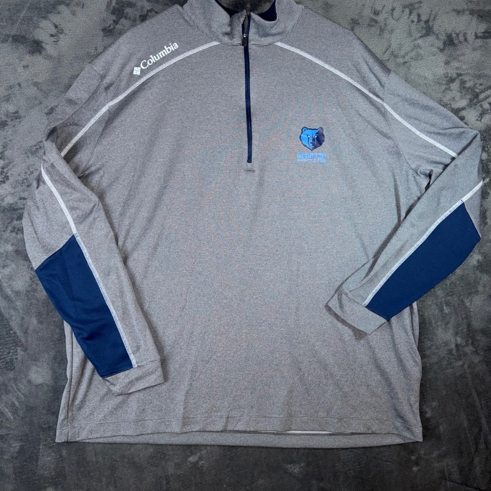 Mens 2XL Columbia Memphis Grizzlies 1/4 Zip Pullover Grey Excellent NBA Golf